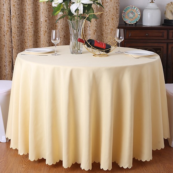 120 tommer rund polyester dug, velegnet til bryllupper, banketter eller restauranter (beige)