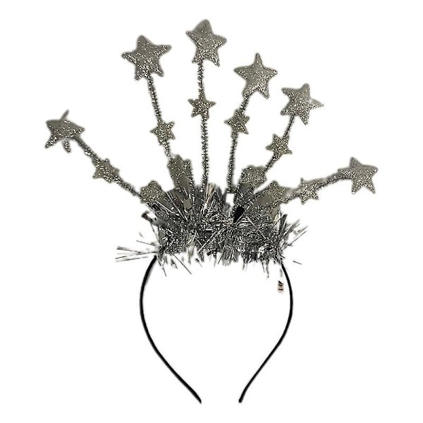 Nyårsstjärna Huvudband Glitter Tinsel Stjärna Huvudband Julparty Favoriter Silver