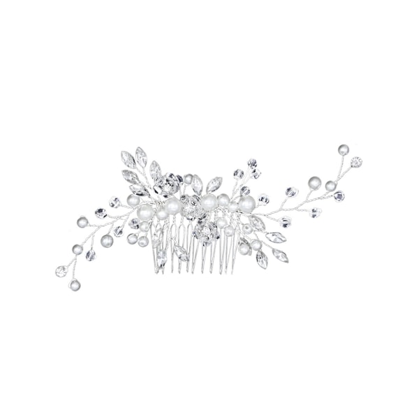 Sølv Bryllupshårkam Glitrende Brud Hårstykke Rhinestone Hårtilbehør for Kvinner og Jenter（6.6 * 2.3inch）