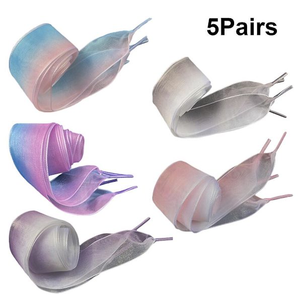 5 par 100 cm snørebånd gradient farve matchende garn snørebånd semi-transparent udvidet sko snørebånd (