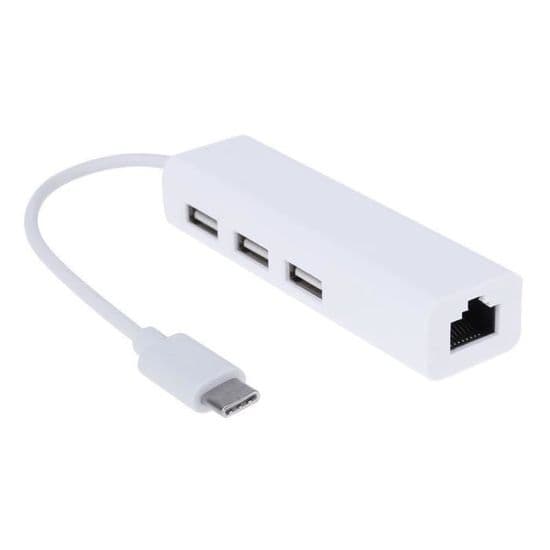 USB-C Plug and Play-hubb, Bekväm, Hög kvalitet, Typ-C till USB 2.0 RJ45 Ethernet-adapterhubb - Vit 1