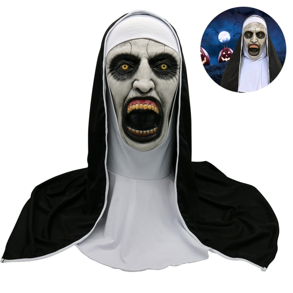 Halloween Nonne Horror Maske Cosplay Skræmmende Latexmasker Halloween Nonne Horror Maske Cosplay Skræmmende Latexmasker