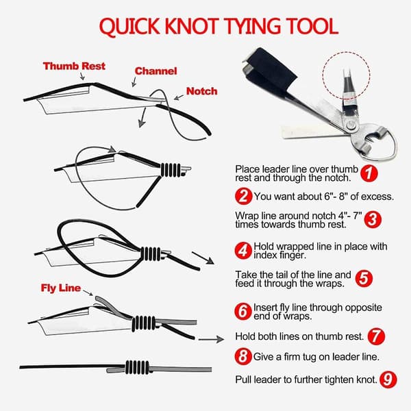 Quick Knot Tying Tool 3 Set Stainless Steel 4 in 1 Tool Including Quick Knot Tier Fly Line Clipper Hook Sharpener Hook Eye Needle