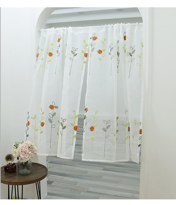 Korte gardiner, broderede gardiner, hvide, 100*130cm