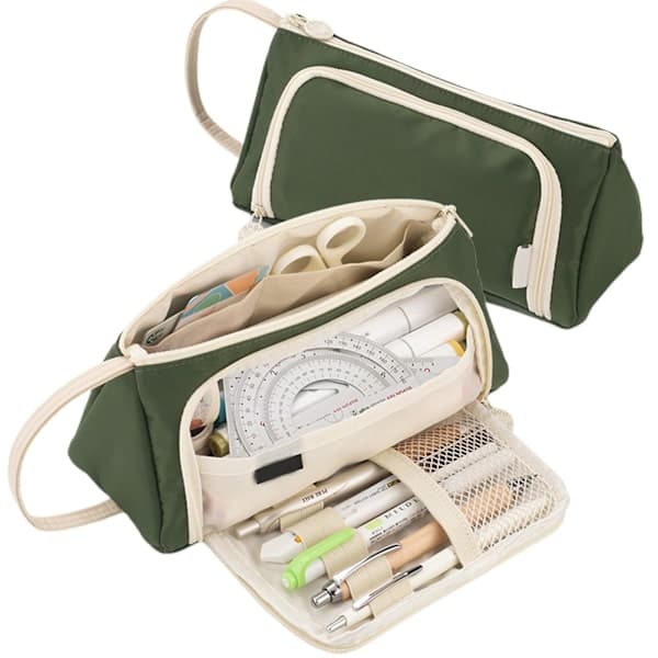 Zippered Pencil Case with Multiple Compartments for School and Office 1