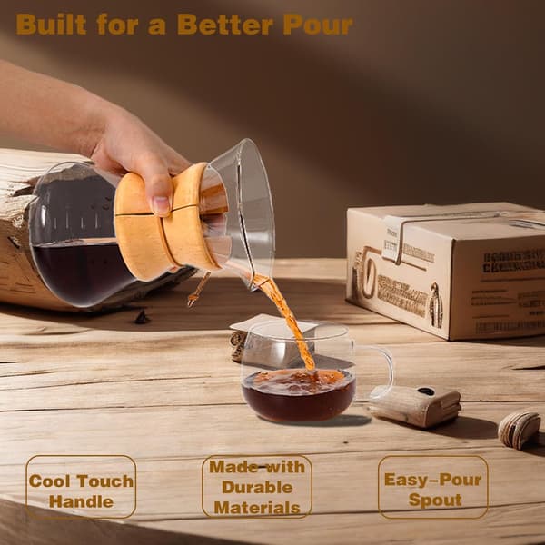 Double-layer coffee maker with stainless steel filter, 400 ml drip coffee maker, heat-resistant glass water bottle