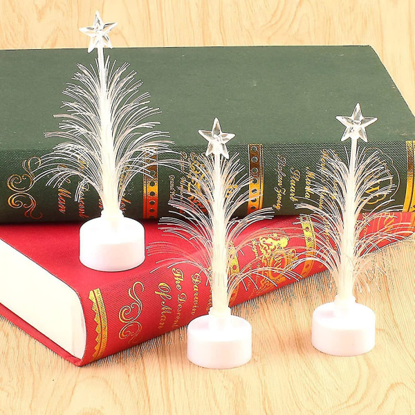 Led mini julgrans färger Ändrar fiberoptisk julgran med stjärnbatteridriven bordsskiva jul led nattljus träd för jul Holida
