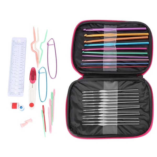 22 Sizes Crochet Hook Set 0.6-6.5mm Knitting Needles with Other Crochet Tools