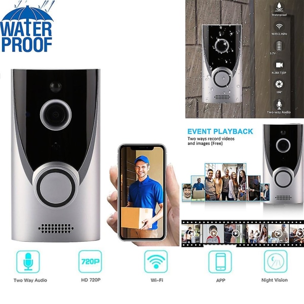 Smart Wifi Videodörrklocka Silver