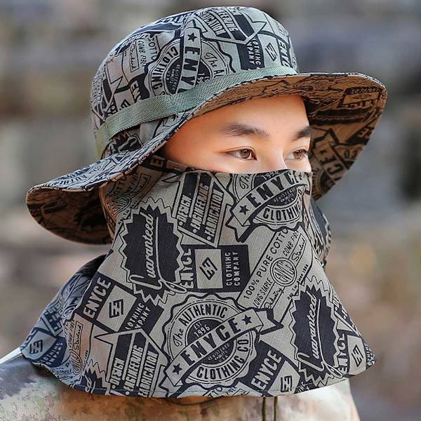Fishing Cap with Geometric Pattern, Adjustable Strap