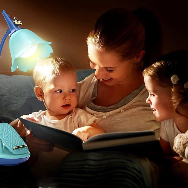 Bordlampe Børn, Skrivebordslampe Klembar Led-dæmpbar bordlampe med 3 farvetemperaturer, Genopladelig skrivebordslampe