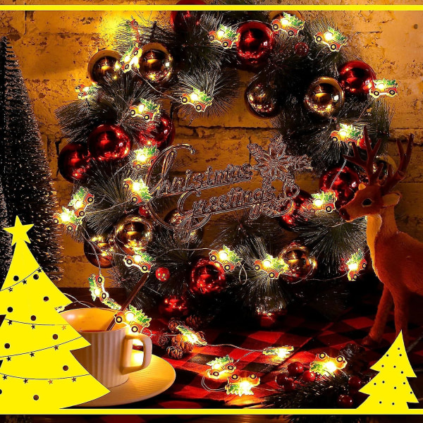 Julelys LED-streng 6,5 fod 20 LED'er Julelys Feelyss Rød Lastbil Lys Batteridrevet 8 Blinktilstande Garland Lys Dekoration Med Fjernbetjening Til