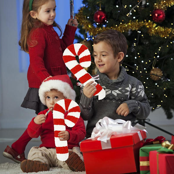 Christmas Gingerbread and Candy Cane Pattern Plush Pillow - Decorative Sofa Cushion