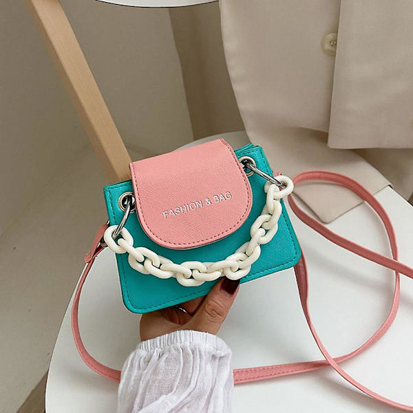 Liten PU-handväska för kvinnor och flickor, axelremsväska, messenger, akrylkedja, crossbody, väska, axelremsväska, handväska, orange