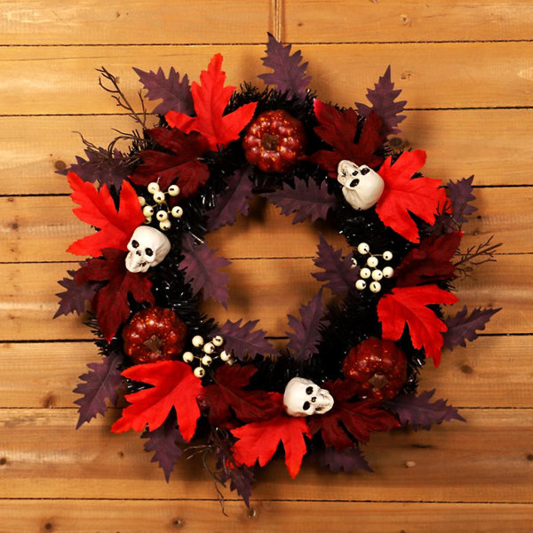 Halloween-kranssi Kallo Vaahteranlehti Kranssi Koristelomajuhlat Kiitospäivä Ikkuna Ovi Riippuva Puutarha Koriste