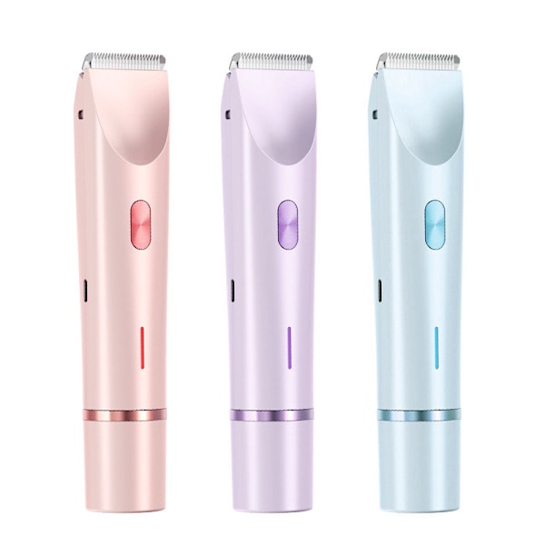 2-i-1 Bikini Trimmer Elektrisk Barbermaskin for Kvinner, Vanntett, Hårfjerning for Barbering av Ben, Armer, Armhuler Ansikt Rosa, Dobbelthode Blue