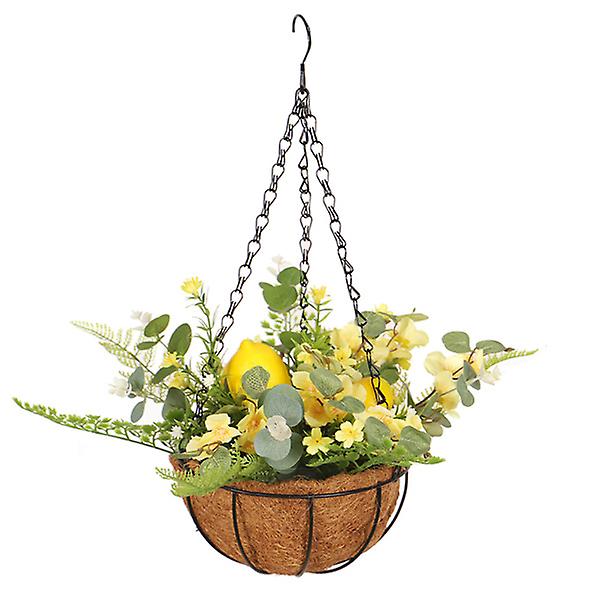Hemdekoration Konstgjord Blomkorg Konstgjorda Hängande Korgar Utomhus Hängande Metallkruka Blomkruka Cent Assorted Color 40X20CM