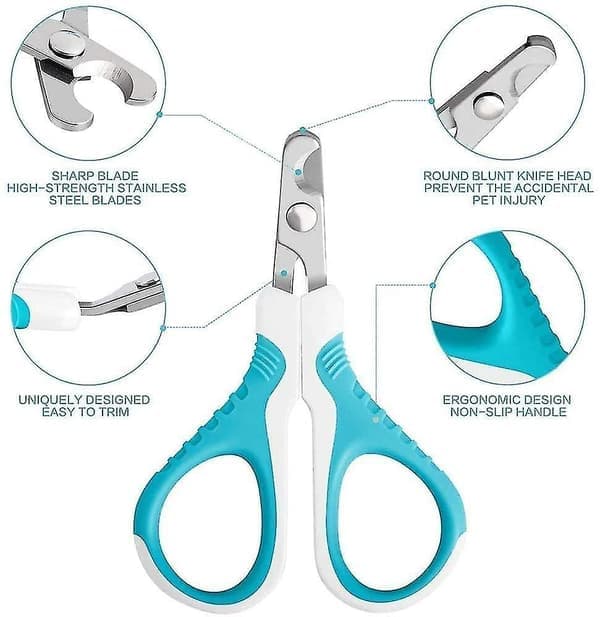 Pet Nail Clippers - Sharp Stainless Steel Angled Blades for Easy Home Use