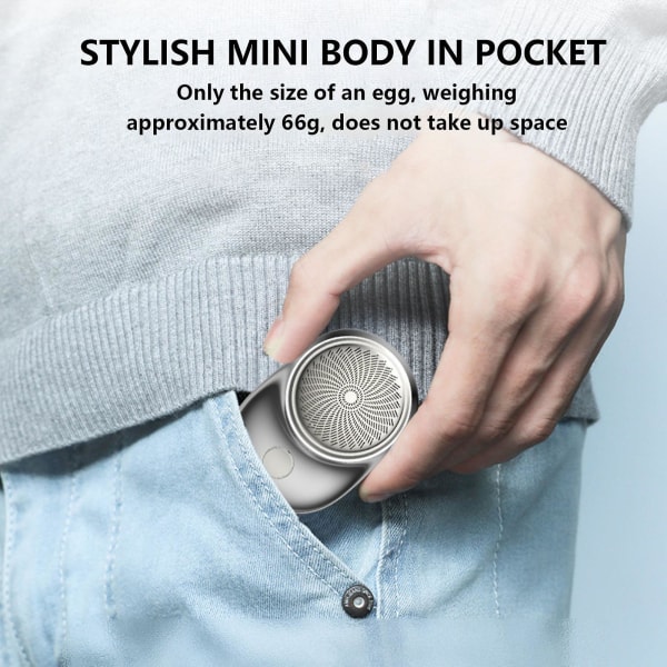 USB uppladdningsbar, elektrisk tvättbar rakapparat, portabel mini-rakapparat för män, födelsedagspresent och Ho Silver