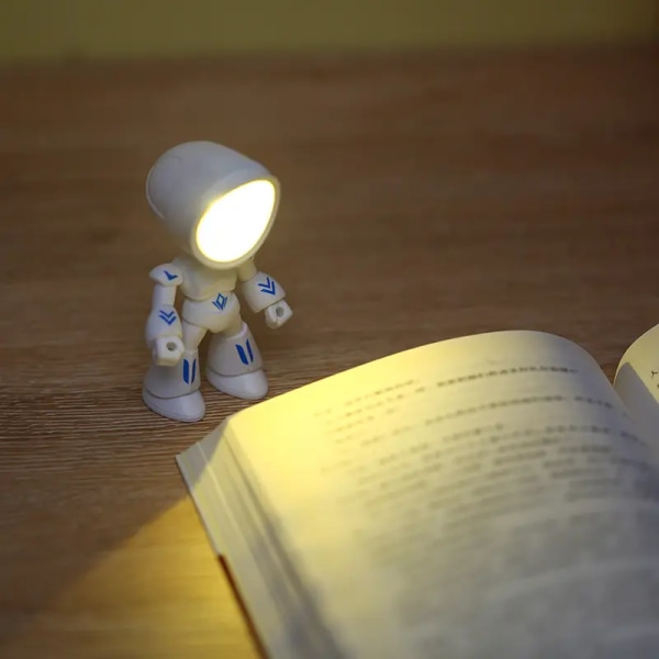 Bærbar skrivebordslampe - batteridrevet mini-robotformet blødt lyslampe til børneværelse - bærbar arbejdslampe med magnetisk base til børn