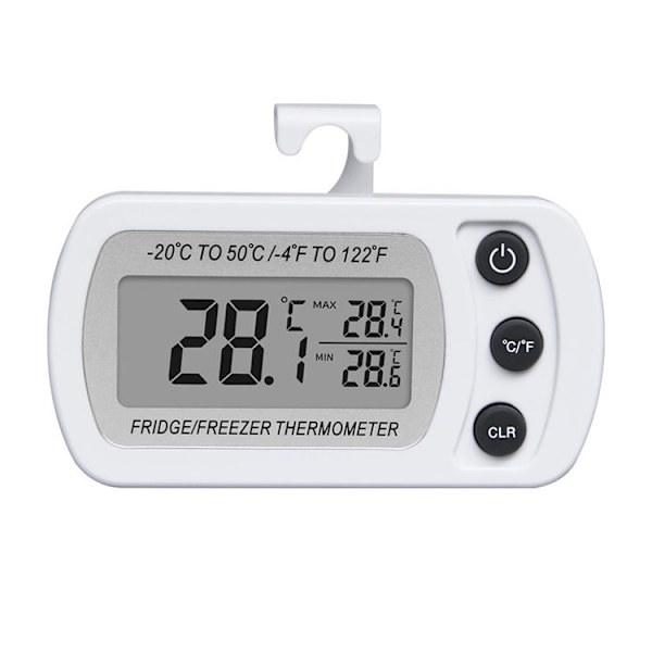 Vanntett Kjøleskapstermometer, Digital Frysertermometer, Max/Min Opptaksfunksjon, Stor LCD-Skjerm og Magnetisk B