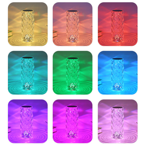 Kristallljuslampa Färgskiftande lampor Bordslampa med pek- och  fjärrkontroll, Diamond LED Night Light Uppladdningsbar Ros ea57 | Fyndiq