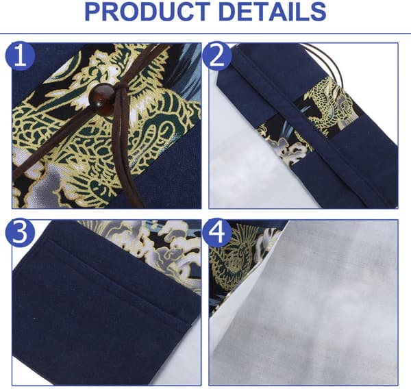 Fabric Book Cover for A6 Notebooks Decorative Patchwork with Dragon Design Handmade Small Book Sleeve