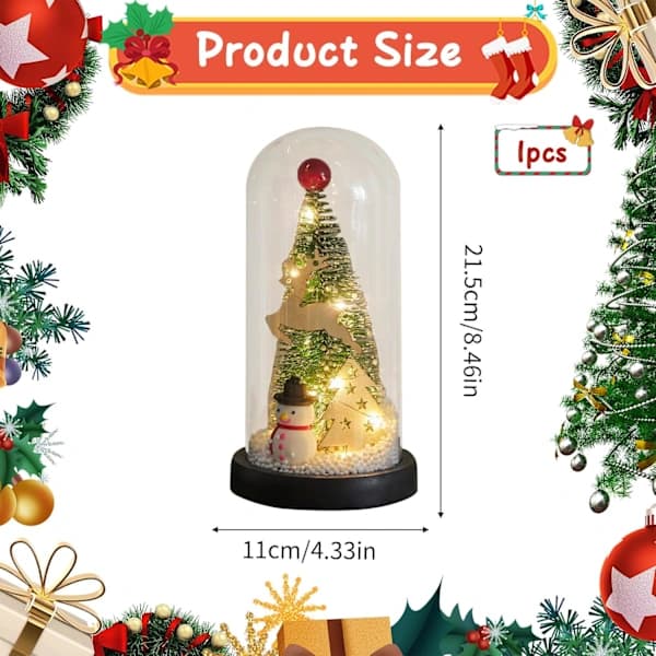 HA-Tabletop Christmas Tree with String Lights Mini Artificial Christmas Tree Frosted Tree Winter Christmas Party Table Lighting Decoration