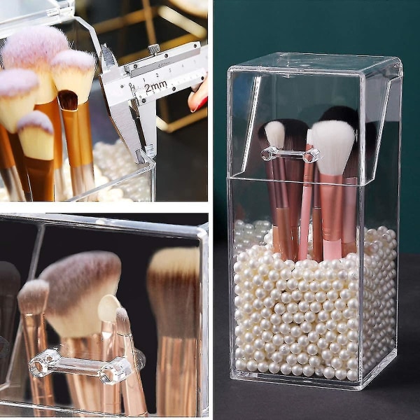 Pölytiivis meikkisiveltimen säilytyslaatikko Käännä läpinäkyvä akryylimeikkiharjalaatikko