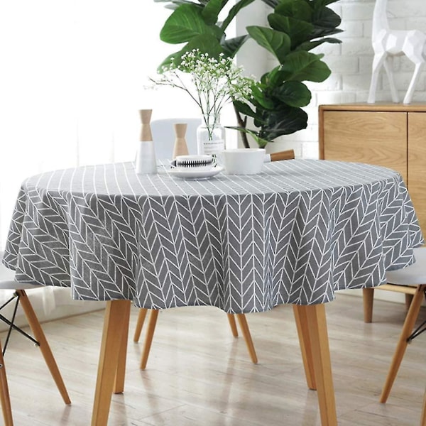 Nordisk Stil Dug, Rundt Bord og Rund Dug, Støvbestandig Bomuld og Hør Dug, Feriemiddags Dekoration (150X1