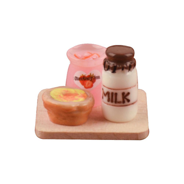 3 stk. 1/12 Simuleret Mad Legetøj Kunstig Marmelade Mælk Model Foto Layout Rekvisitter Træpynt Fo 3*3*3cm