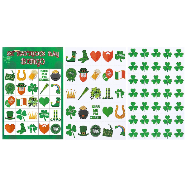 St. Patricks Day Bingo Bingo Party Aktivitetsrekvisit Bingo Kort Chips Spil Irske Fest Spil Bingo Kort Re Green