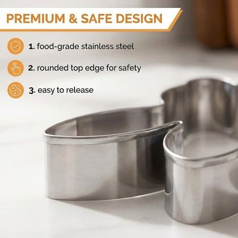 Stainless Steel Cookie Cutters (5 Pieces), Easter Bunny Design, Rabbit Shaped Mold, Easter Cookie Molds