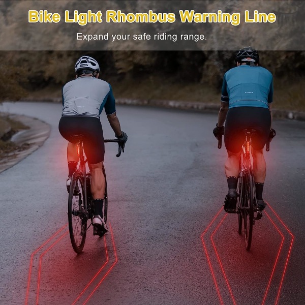 Cykelbakljus Uppladdningsbar, Röd LED-baklykta för cykel, 6 ljuslägen, Cykellaserbaklykta Cykelsäkerhet Warni