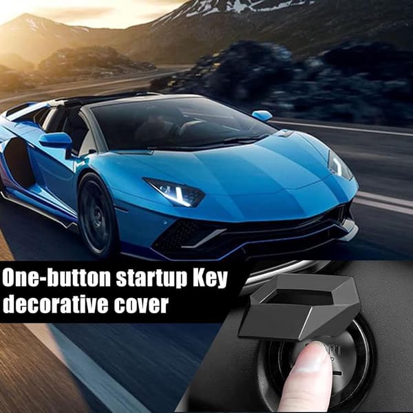 Decorative One-Touch Start Button Cover, Car Interior Tuning, Engine Protection, Car Button Switch Decorative Cover (Black)