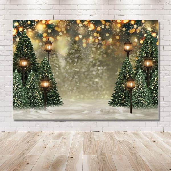 7x5ft Vinter Julgran Snöflinga Grön Nyfödd Fotografering B