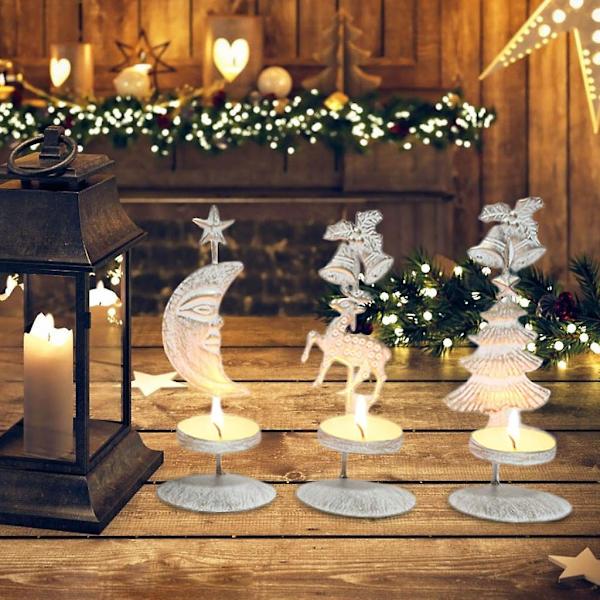 Julgran Vit Vintage Jul Ljusstake Te Ljus Julpynt Klassisk Julgran