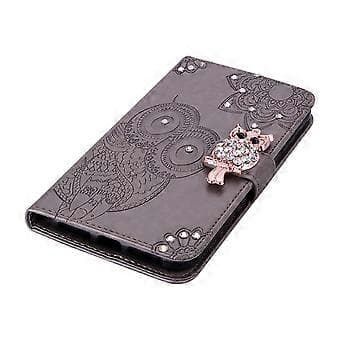 Pung Etui til Samsung Galaxy S24 FE Ugle Blomst Trykt Rhinestone Læder Etui Style E Style E