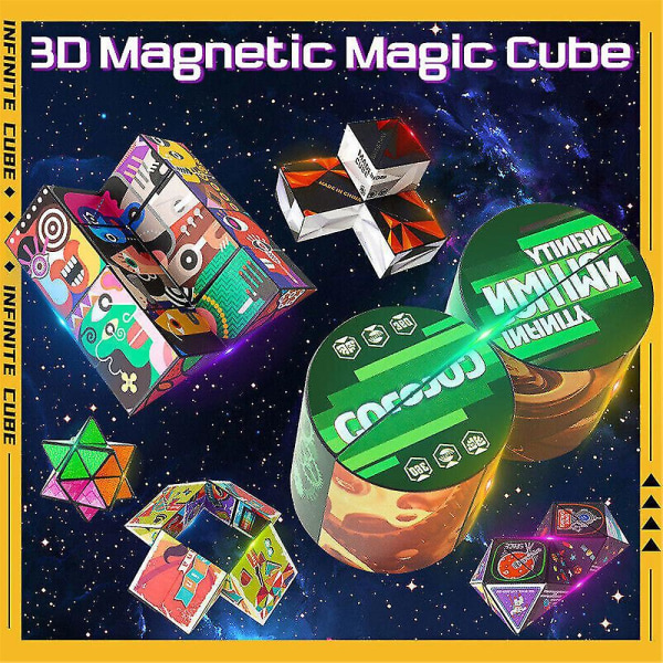 3D Föränderlig Magnetisk Rubiks Kub Handflip Pussel Stressavlastning Ångest Fidget Leksaker Present till Barn