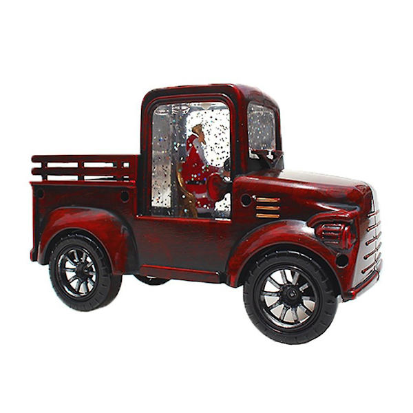 Juletræspynt Vintage Lastbil med Julemand LED Lys Mini Træ Ornament OrnamentRød