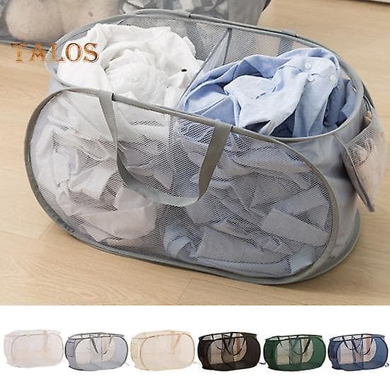 Mesh Storage Basket, Multifunctional Container, Reusable, Modern, Foldable Laundry Basket, Wall Holder for Bathroom, Bathroom Accessories Navy Blue navy blue