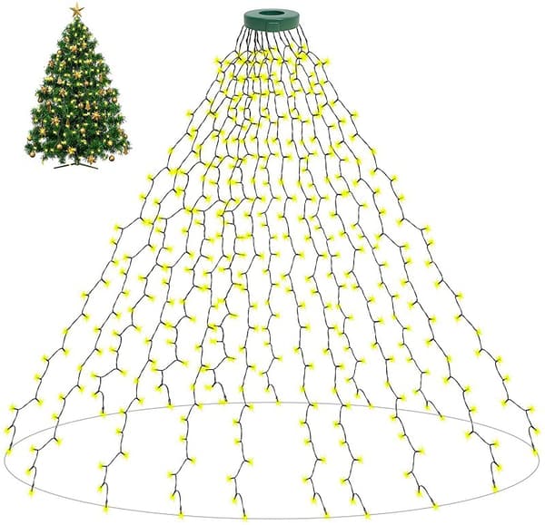 1.75m Christmas Tree Lights with Ring, 16 Strands 400 LED Christmas Tree Lights
