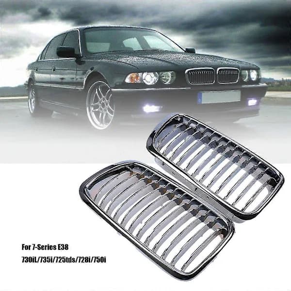 Front nyregitterpar ABS kromfinish til BMW 7-serie E38 Sedan 1994-2001 Sølv