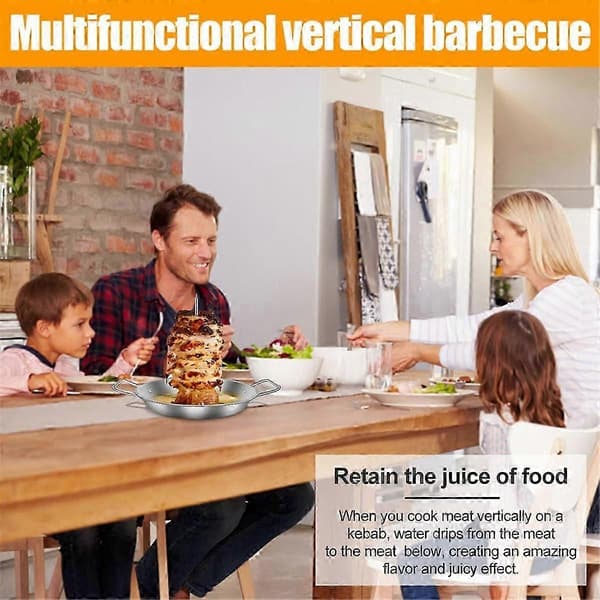 Vertikalt grillspyd i rustfritt stål, avtakbart 10 tommer