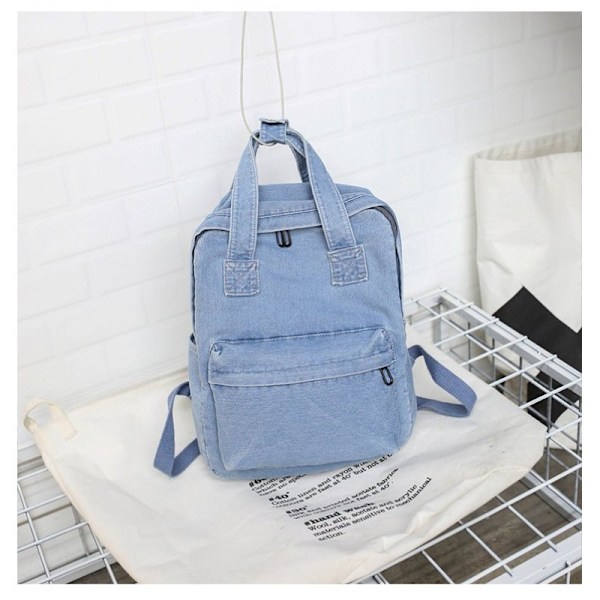 Denim Ryggsekk Casual Stil Lett Jeans Ryggsekker Klassisk Retro Reise Dagstursekk-Vintage Denim Laptop Ryggsekk Casual Canvas