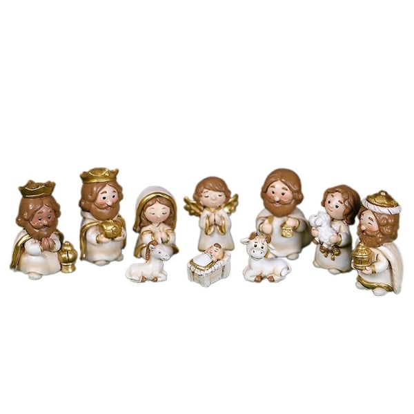 Christmas Manger Dekoration Kit Baby Jesus Staty Resin Crafts Vit Utan bas