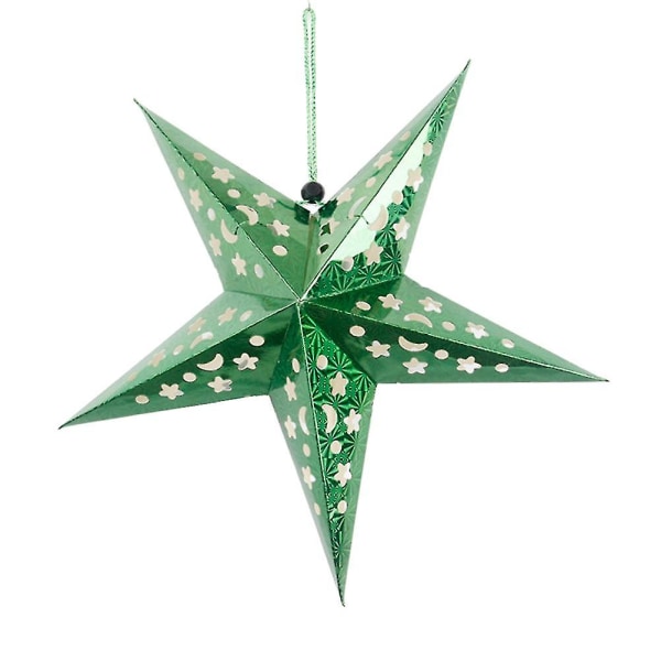 45 cm Papir Stjernelykt 3d Pentagram Lampeskjerm Til Jul Julefest Holloween bursdag Hjemhengende dekorasjoner (grønn) Grønn Green