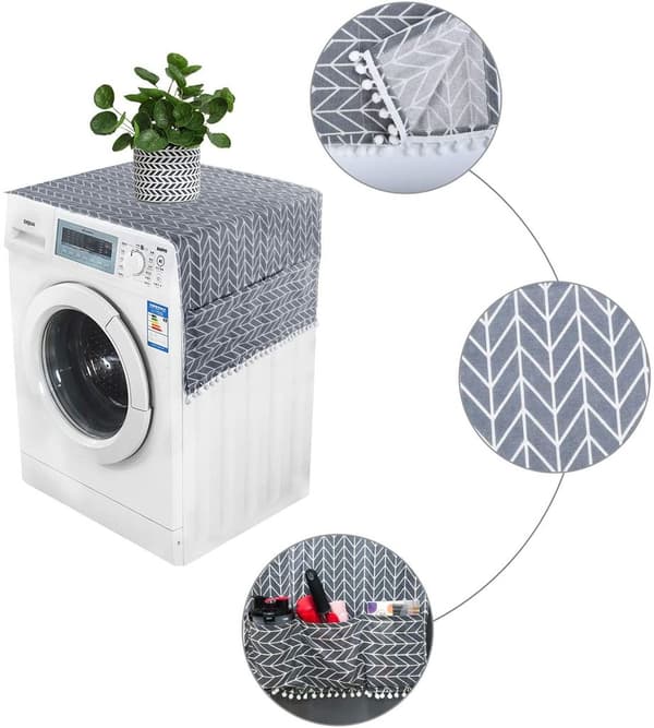 Washing Machine Cover, Kylskåpsdammskydd med förvaringsficka