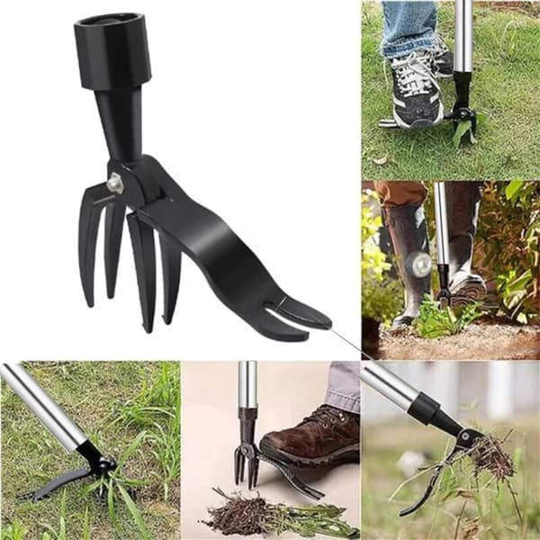 Weeder, Standing Weeding Tool, Long Handle Weeder, Removable Root Remover, Garden Tool with 4 Claws