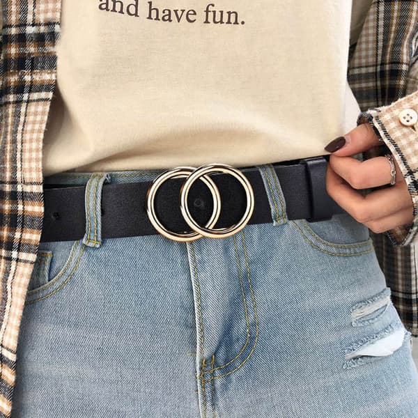 3-pack Dam Midjebälten för Jeans Byxor Klänningar, Dambälte med Dubbelt O-Ring Guldspänne